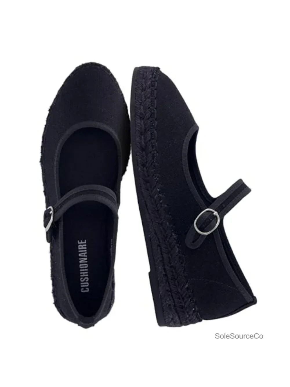 Cushioned Canvas Mary Jane Espadrille Flats with Adjustable Strap